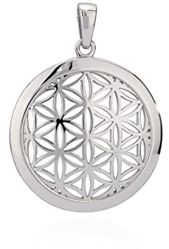 NKlaus Kettenanhänger Blume des Lebens 925 Silber 22,2mm glanz Lebensblume Amulett 9713