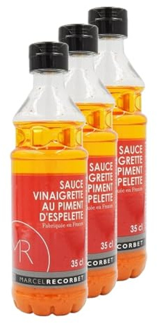 Lot 3x Sauce vinaigrette au piment d'Espelette - Bouteille 350ml