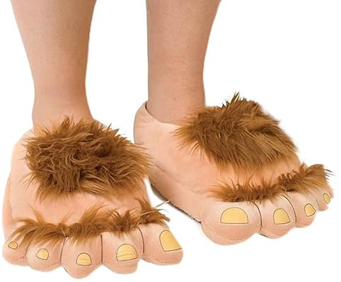 Hobbit Chausson Pantoufles Câlines en Peluche pour Homme,Peluche Hobbit Pantoufles Nouveauté Hiver Gros Pieds Pantoufles Créatif Chaussures Chaude Hiver Pieds Chaussures Dintérieur pour Adultes