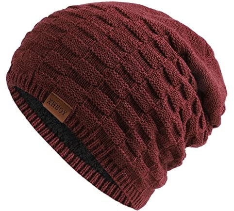 GADXE Che Mütze Faltbarer handgefertigter Ohrenschutz für Damen, warme Wollmütze, Baumwoll-Slouchy-Mütze, Strickmütze, Winddichte, kalte Schweißmütze Winter Baseball Cap Herren (Red, One Size)