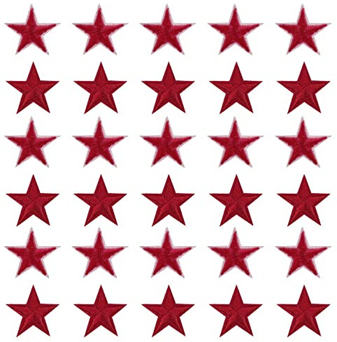 sourcing map Parches para Planchar de 5 Estrellas Pequeño, Pegatina Costura Bordados, Parches Termoadhesivos para Reparación Ropa, Mochila Zapatos Decoración, Vino Rojo Paquete de 30