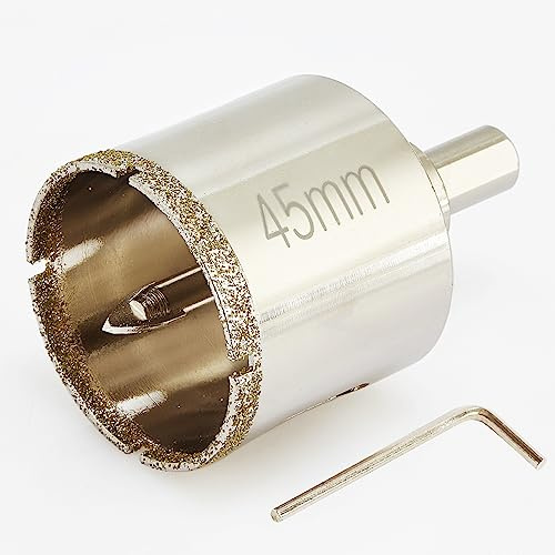 DaduoRi Diamant-Lochsäge 45mm mit Zentrierbohrer, 45mm Fliesenbohrer Diamant für Marmor, Granit, Keramik, Porzellanfliesen, Nassanwendung