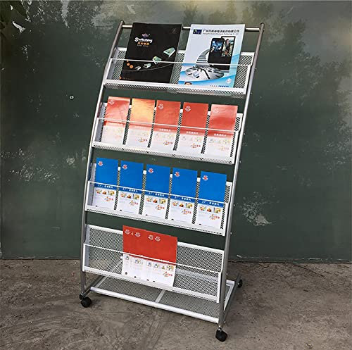 HAUTHE Prospektständer Metal Magazine -Dateihalter für Wohnzimmer, 5 Taschenboden -Broschüren -Informationsregal, Rack, Katalog Flyers Literaturständer Display für Büro/Schule