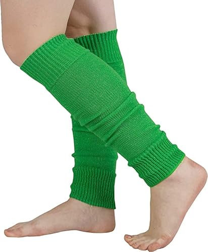 Top Linen (NW) Ltd Dance Plain Ribbed Leg Warmers - Plain Leg Warmer Fluorescent 80s Party Neon Ballet Dance & Ice Skating - Made In UK (Leg Warmers - Pack of 2 Jade Green)