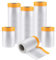 ATPWONZ 6 Rolls Masking Tape with Film Masking Paper for Spraying Masking Tape for Painting Adhesive Tape with Transparent Cover Film Gold Tape Masker Tape Painter's Masking Tape (2 Size)
