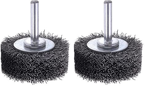 Oewnvmd Wire Wheel Brush for Drill Attachment,2 Inch Removal Paint Rust, 0.0118In Carbon Steel Wire, 1/4In, 20000RPM 2PCS