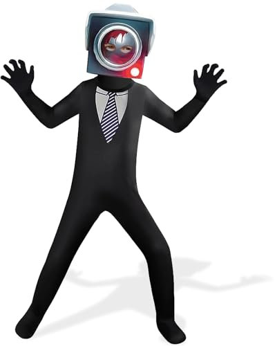 Meanju Toilet Kostüm für Kinder,Fernsehen man kostüm,kameramann kostüm kinder,Kostüm Toilet Kinder Junge Mädchen,Toilettenmann Cosplay Kleidung,für Jungen Mädchen für Karneval Dekoration,Partyzubehör