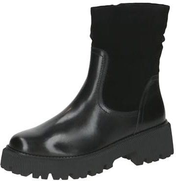 CAPRICE Damen Winterstiefel ohne Absatz aus Leder Gefüttert, Schwarz (Black Comb), 36 EU