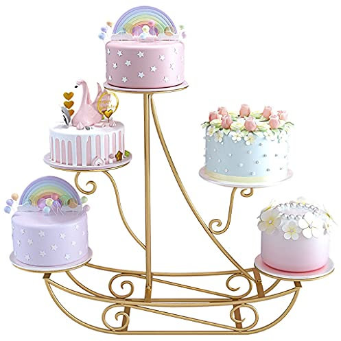Soporte de exhibición multicapa de hierro forjado para tartas de boda, plato de postre de frutas de cumpleaños para ceremonia de graduación, exposición de alimentos para boda, cumpleaños (color: D)