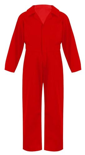 Miaeowve Boys Girls Mechanic Costume Jumpsuit Overall Coveralls Boiler Suit Kids Khaki Workwear Party Cosplay Dress Up Red 15-16 Years