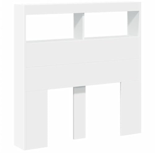 vidaXL LED-Kopfteil mit Ablagen Weiß 100x17x102 cm