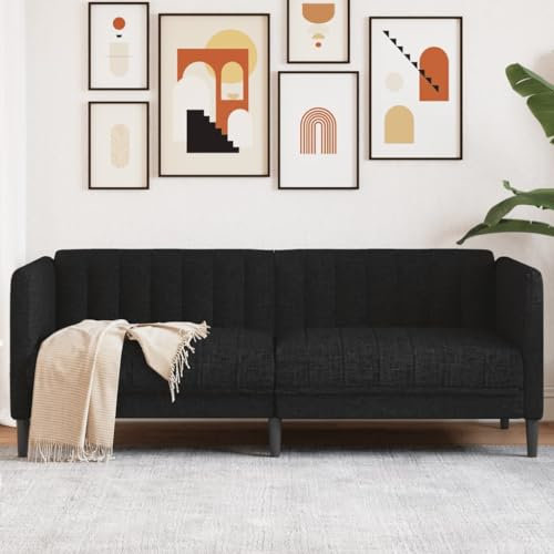SECOLI Sofa 2er Sofa 2er skandinavisch Sofa 2er Schwarz 100% Polyester 176 x 76,5 x 74,5 cm 2 Personen 110 kg Tragfähigkeit