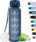 Grsta Botella Agua, Botella Agua 1 Litro con Filtro, Botella Agua Gimnasio a Prueba de Fugas, Botella Agua Motivacional con Marca de Tiempo, Fácil de Limpiar, para Senderismo, Yoga, Correr