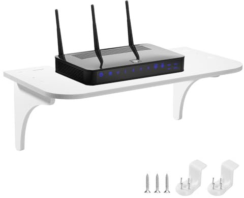 ZLLkeji Etagere Murale sans Percage Etagere Murale Flottante Bois 29Cm Petite Étagère Murale pour Routeur, Modem, Cable Boxe, Console de Jeux/Moyen