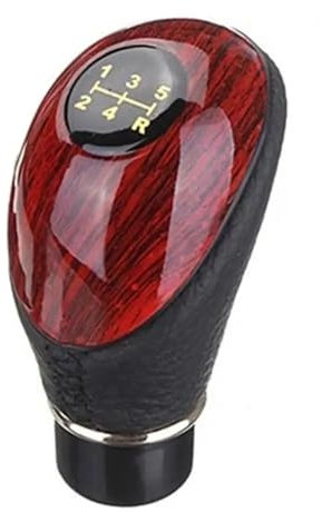 Auto Schaltknauf Universal Auto Schaltknauf Holz PU Leder Auto LKW 5 Gang Hebel Manuelle Schaltknauf Shift Auto Zubehör Schaltknauf(Schwarz)