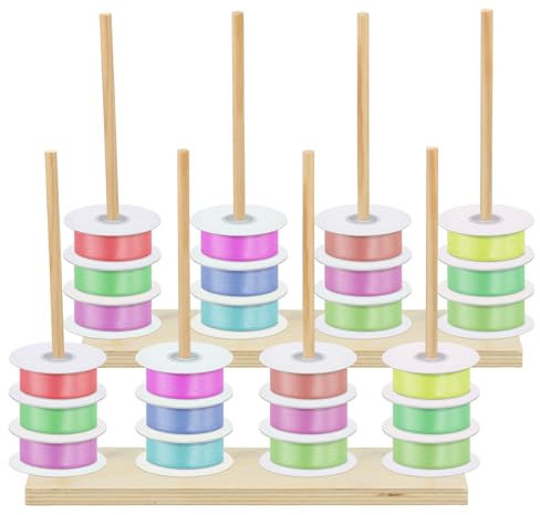 NIHUIFDPY 2 organizer in legno per nastri, altezza 28 cm, può contenere fino a 80 bobine, organizer salvaspazio per cucito, artigianato, nastro a rete, ghirlande, uncinetto, fioristi