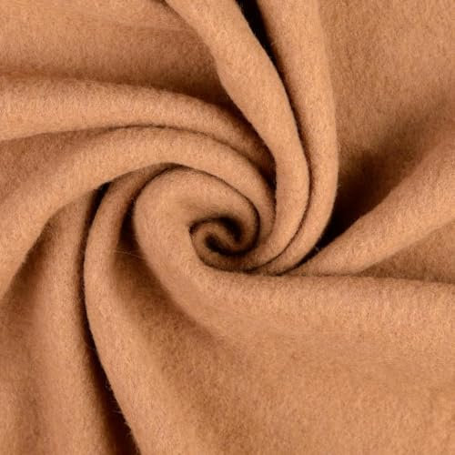 Woll Fleece aus reiner Schurwolle - Walkloden Jersey weich und dehnbar - Mulesing frei Öko-Tex Klasse 1 Bekleidungstoffe Meterware (Beige)
