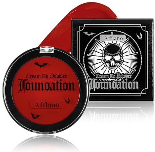 Rote Face Body Paint, Rote Full-Coverage Foundation für Gesicht und Körper - Creme-zu-Puder Foundation für SFX, Halloween, Clown-Make-up, Zombie- und Gothic Looks, Bodypainting & Cosplay