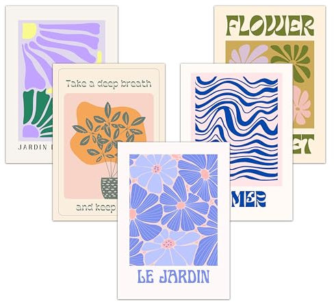 WBdesignz Leardin Poster (30x40 cm) - Floermarket-Poster Blumen Pastell Schlicht Blau Grün Rosa Weiß Frühling Sommer Sanft Atmosphäre