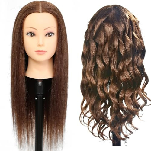 Schaufensterpuppe Kopf 20„-22“ Weiblich 85% Echthaar Friseur Kosmetologie Schaufensterpuppe Schaufensterpuppe Ausbildung Kopf Haar Puppe Kopf mit Tischklemme Halter