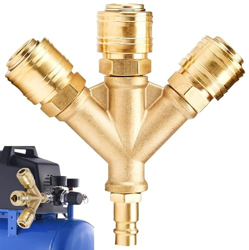 Fleymu Distributore Aria Compressa a 3 Vie, Distributore d'aria da 1/4 Pollici In Ottone Antiruggine, NW7.2 Distributore ad Innesto per Aria Compressa Attacco Rapido Tubo con filettatura esterna