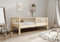 TIMBEE - Alfi - Kinderbett 100x200 cm - Bett Holz Unlackiert - Einzelbett für Kinder mit Lattenrost und Rausfallschutz Abnehmbar - Hohe Beine - Belastbar bis 100 kg - aus Kiefernholz Klasse 1