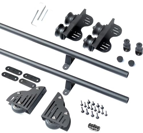 XEXENAMU 3.3-20FT Sliding Library Ladder Hardware Home Office Rolling Ladder Track Kit for Wooden Ladder (No Ladder), Stand Up Tensible Rolling Hardware Kit, Extension Ladder Rail Kit(10ft/