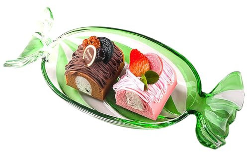 MCDSAJ Vassoio Natalizio, Piatto di Caramelle in Vetro, Piatti Piatti da Portata per Dessert Piatti Decorativi, Vassoio di Caramelle Natalizie per Bomboniere Festive Natalizie (B)