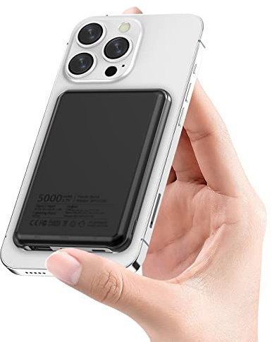 For Magsafe Portable Charger, 5000mAh Magnetic Power Bank with USB-C IN&OUT, PD 20W Fast Charging Battery Pack, Mini Wireless Powerbank, Compatible with iPhone 16/15/14/13/12 Pro/Pro Max