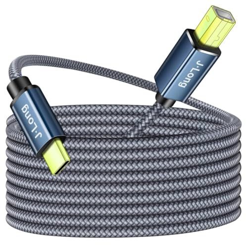 USB C to USB B Printer Cable Braided High Speed USB Type C to USB 2.0 Type B Printer Scanner Cable Compatible with Brother,HP,Lexmark, Dell, Andriod Phone Laptop etc (8m)