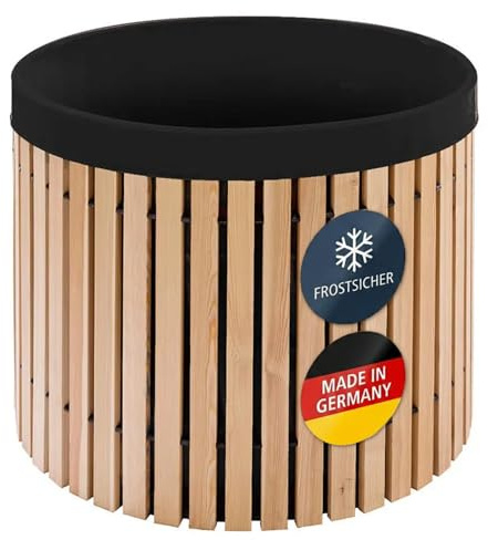 Beckmann Premium Regenfass – Regentonne 600 Liter aus Lärchenholz – Tauchbecken frostsicher – Wassertank & Wasserfass inkl. Folie, Ø 98x88cm
