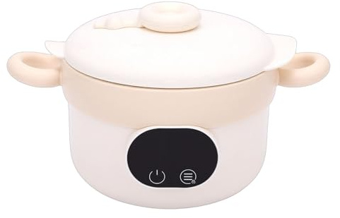 Fockety Boîte à Déjeuner électrique, Chauffe-plats pour bébé en Acier Inoxydable de 470 Ml, Bol de Nourriture pour bébé sans Eau avec Contrôle Précis et Constant de la Température (Couleur crème)