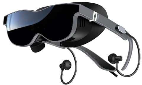 Elprico Gafas de Visualización de Vídeo 3D, Gafas de Vídeo, Conmutables 2D/3D, Volumen Ajustable, Campo de Visión de 70°, Ajuste de Dioptrías de +2D a –6D (no Se Necesitan