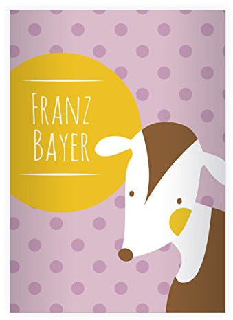 Kartenkaufrausch 8 personalisierte, Lustige Punkte DIN A4 Schulhefte, Schreibhefte mit süßem Hündchen in rosa Lineatur 21 (liniertes Heft)