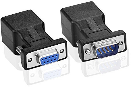 SIENOC 1 Set (2pcs) Coppia DB9 RS232 9Pin Adattatore VGA Prolunga Via CAT5e/CAT6/RJ45 Cavo Adapter Kit Extender Fino a 100ft