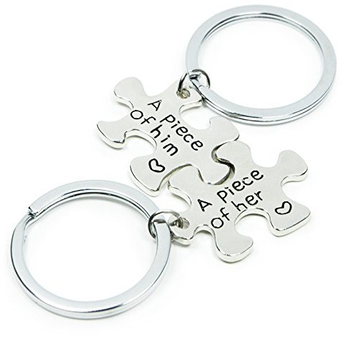 Elechobby Schlüsselanhänger für Liebhaber, Puzzleteil-Set, silberfarben