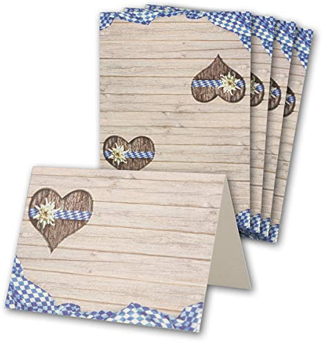 Glüxx Agent 75 Tischkarten Hochzeit - Hochzeit Bavaria - Platzkarten DIN A7 7,4 x 10,5 cm blanko bedruckbar zum Beschriften – Namenskarten, Tischreservierung für Konfirmation Taufe