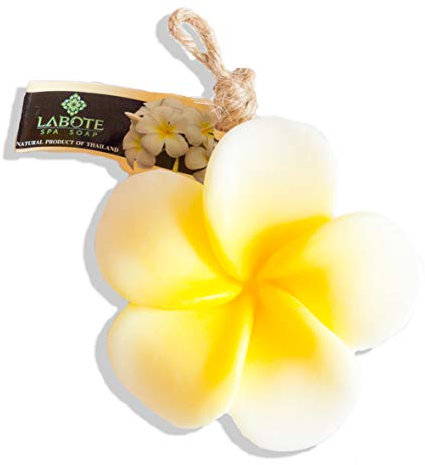 LABOTE Handgemachte thailändische Bio Naturseife Plumeria Weiss-Gelb mit typischem Duft, 120 g