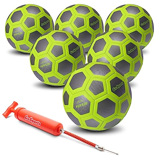 GoSports Elite Futsal-Ball, 6 Stück, ideal für Futsal-Spiele drinnen oder draußen oder Training, inklusive Pumpe