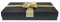 Emartbuy Starre Luxus Präsentierte Geschenkbox in Rechteckform, 30,5 x 23 x 5 cm Schwarz Strukturiert Box mit Deckel, Innenseite Bedruckt und Gold Beige Satin Zierband
