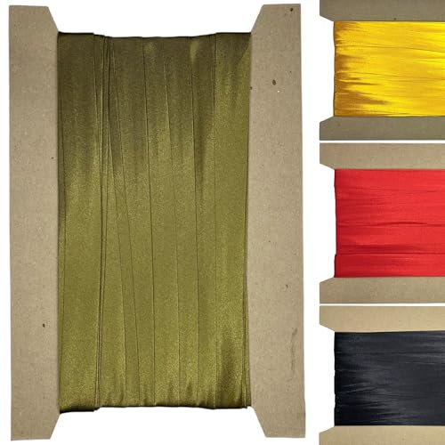 Roban Fashion 10m Satin Schrägband zum Nähen gefalzt 50mm breit Khaki