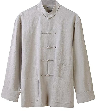 G-like Kung Fu Shirt - Chinois Traditionnel Taiji Qi Gong Arts Martiaux Aile Chun Shaolin Tai Chi Taekwondo Vêtements de Formation Vêtements pour Homme Femmes Arthrite - Gris - XL