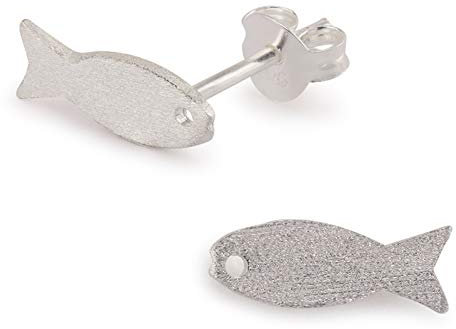 Monkimau Mädchen Ohrringe Fisch Ohrstecker aus 925 Sterling Silver echt Silber mit Gebürsteter Oberfläche