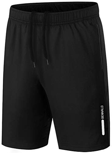 BENNALD Shorts Herren Sport Sporthose Herren Kurz Jogginghose Kurze Hose Trainingshose Männer Schnell Trocknend Laufhose Sweatshorts mit Tasche für Sport Fitness Outdoor Summer Schwarz XL