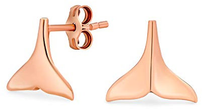 Hawaiianische Nautische Meerliebhaber Urlaub Hochzeitsreise Meerjungfrauenflosse Ozean Meeresleben Walflossen Ohrstecker Für Frauen Teenager .925 Sterlingsilber Roségold 2,5 Mikron Vergoldung