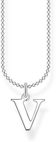 Thomas Sabo Damen Halskette Buchstabe V silber 925 Sterlingsilber, 38-45 cm Länge