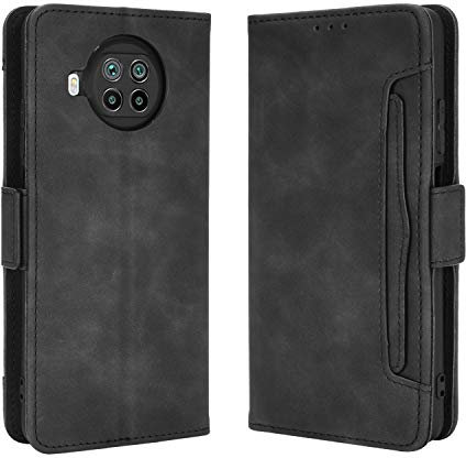 Lederhülle für Xiaomi Mi 10T Lite 5G Hülle, Flip Case Schutzhülle Handy mit Kartenfach Stand und Magnet Funktion als Brieftasche, Tasche Cover Etui Handyhülle für Xiaomi Mi 10T Lite 5G, Schwarz