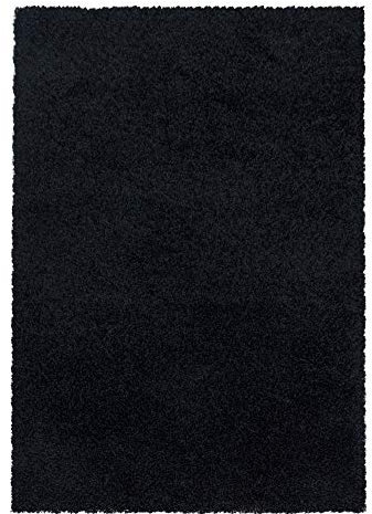 Teppium Moderner Hochflor Teppich Läufer Flur 100 x 200 cm Schwarz - Shaggy Flauschiger Teppich, Extra Weich, Pflegeleicht - Ideal als Bettvorleger Schlafzimmer, Küchenläufer, Wohnzimmerteppich