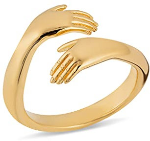 Lily Charmed Verstellbarer offener Ring aus 925er Sterlingsilber, 18 Karat vergoldetes Silber, Metall, Kein Edelstein