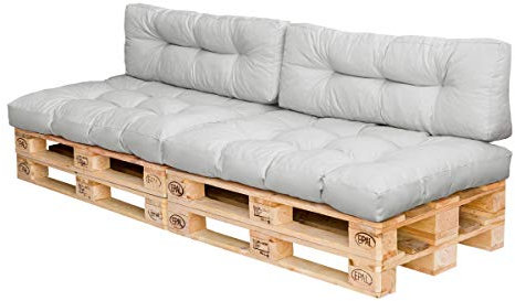 Royal Schneider Set Sitzkissen Rückenkissen Palettensofa Palettenpolster - 4er Set - 2Stk. 120x80 + 2Stk. 120x40, Farbe - Hellgrau